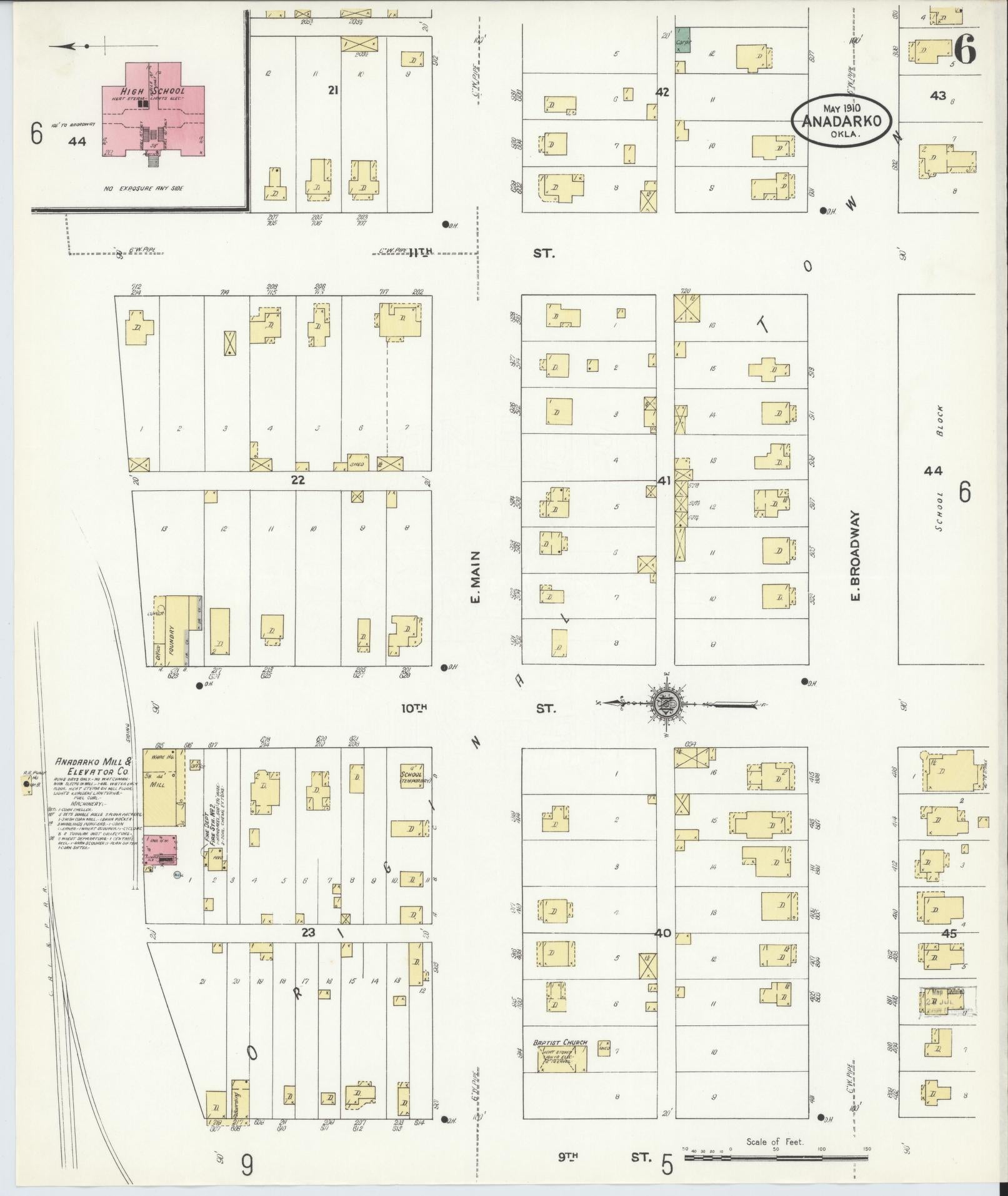 Sanborn Fire Insurance Map from Anadarko, Caddo County, Oklahoma (1910), Sheet #0006 - Historic Sanborn Fire Insurance Map Print, vintage old map wall art, antique decor, genealogy gift, Oklahoma Oklahoma map