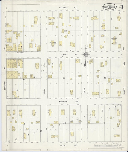 Sanborn Fire Insurance Map from North Branch, Chisago County, Minnesota (1914), Sheet #0003 - Historic Sanborn Fire Insurance Map Print, vintage old map wall art, antique decor, genealogy gift, Minnesota Minnesota map