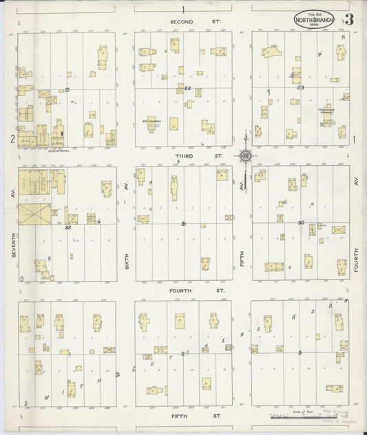 Sanborn Fire Insurance Map from North Branch, Chisago County, Minnesota (1914), Sheet #0003 - Historic Sanborn Fire Insurance Map Print, vintage old map wall art, antique decor, genealogy gift, Minnesota Minnesota map
