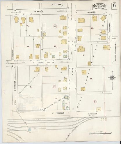 Sanborn Fire Insurance Map from Whitesboro, Grayson County, Texas (1943), Sheet #0006 - Complete Map Set gallery image, historic Sanborn map, vintage wall art, Texas Texas