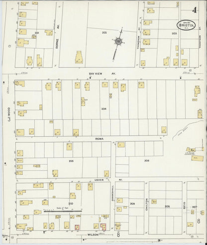 Sanborn Fire Insurance Map from Bristol, Bristol County, Rhode Island (1911), Sheet #0004 - Complete Map Set gallery image, historic Sanborn map, vintage wall art, Rhode Island Rhode Island