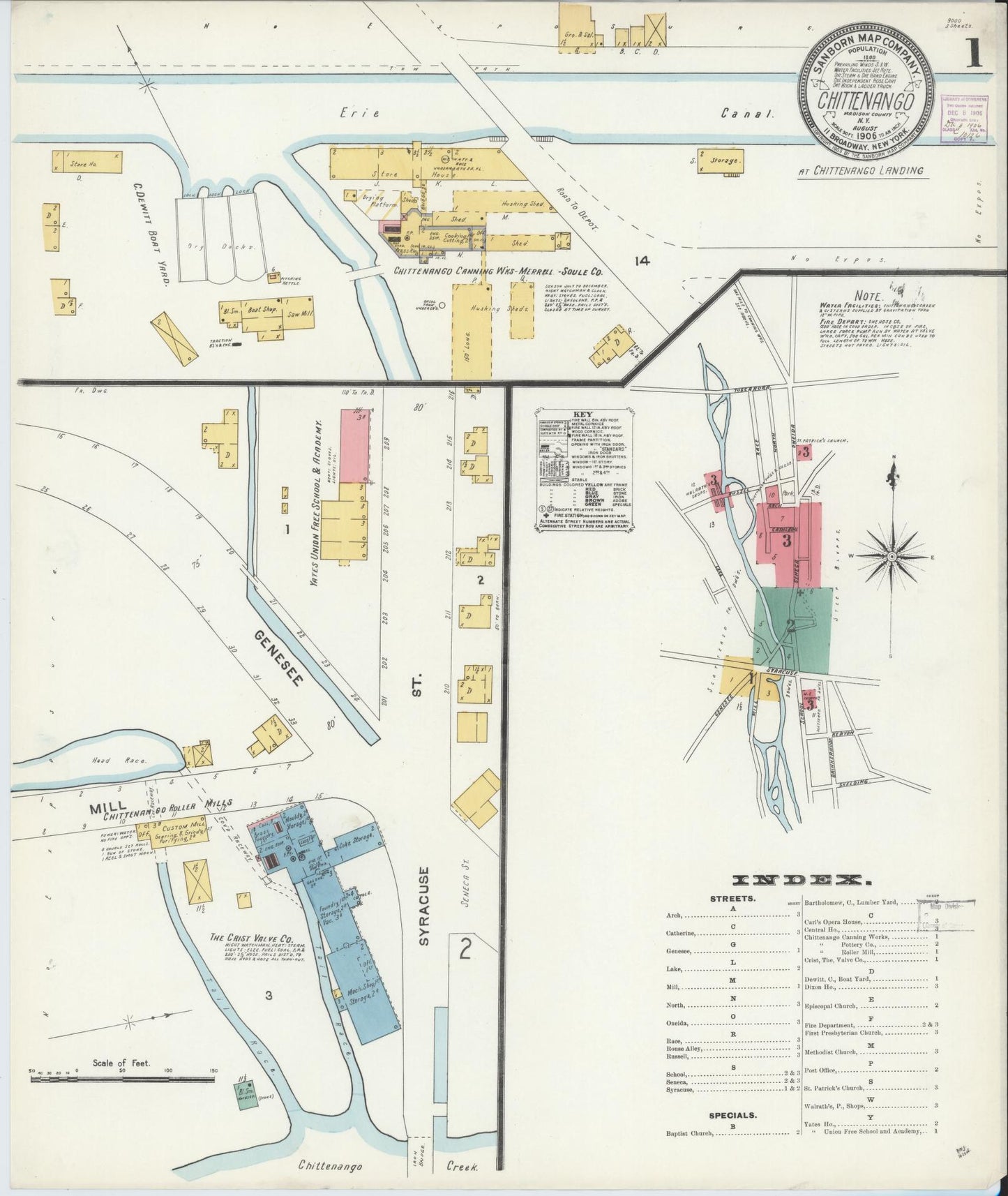 Sanborn Fire Insurance Map from Chittenango, Madison County, New York (1906), Sheet #0001 - Complete Map Set gallery image, historic Sanborn map, vintage wall art, New York New York