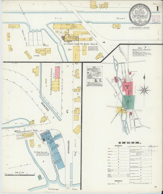 Sanborn Fire Insurance Map from Chittenango, Madison County, New York (1906), Sheet #0001 - Complete Map Set gallery image, historic Sanborn map, vintage wall art, New York New York