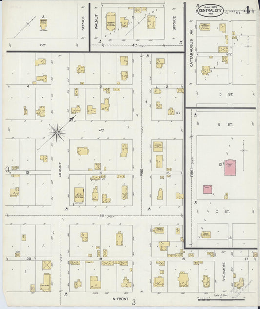 Sanborn Fire Insurance Map from Central City, Merrick County, Nebraska (1899), Sheet #0004 - Historic Sanborn Fire Insurance Map Print, vintage old map wall art, antique decor, genealogy gift, Nebraska Nebraska map