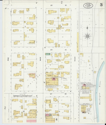 Sanborn Fire Insurance Map from Evart, Osceola County, Michigan (1899), Sheet #0003 - Complete Map Set gallery image, historic Sanborn map, vintage wall art, Michigan Michigan