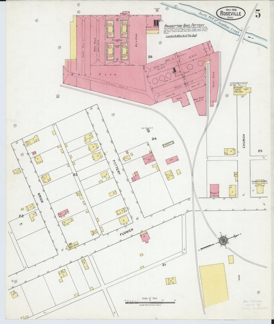 Sanborn Fire Insurance Map from Roseville, Perry And Muskingum Counties, Ohio (1918), Sheet #0005 - Historic Sanborn Fire Insurance Map Print, vintage old map wall art, antique decor, genealogy gift, Ohio Ohio map