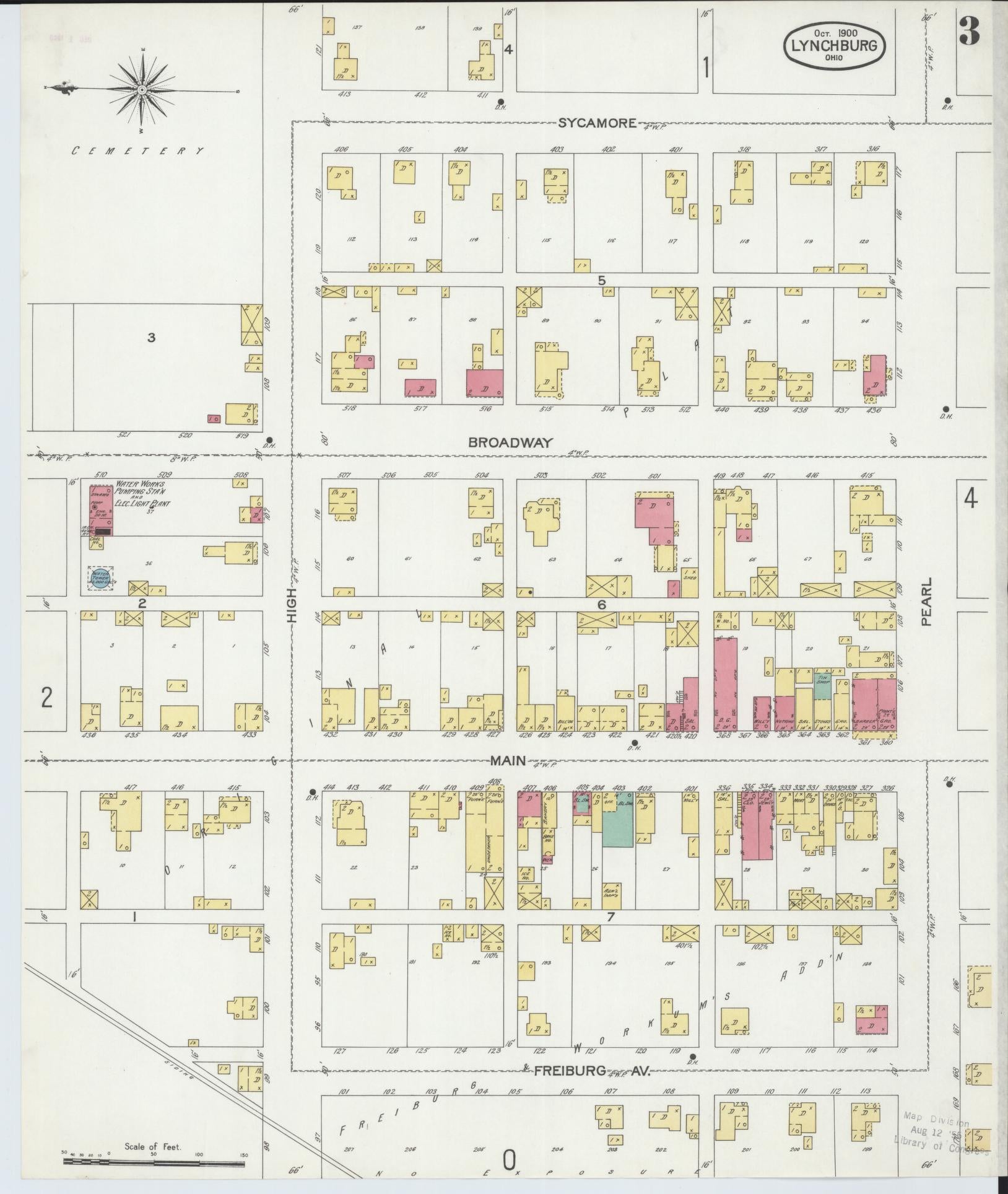 Sanborn Fire Insurance Map from Lynchburg, Highland County, Ohio (1900), Sheet #0003 - Complete Map Set gallery image, historic Sanborn map, vintage wall art, Ohio Ohio