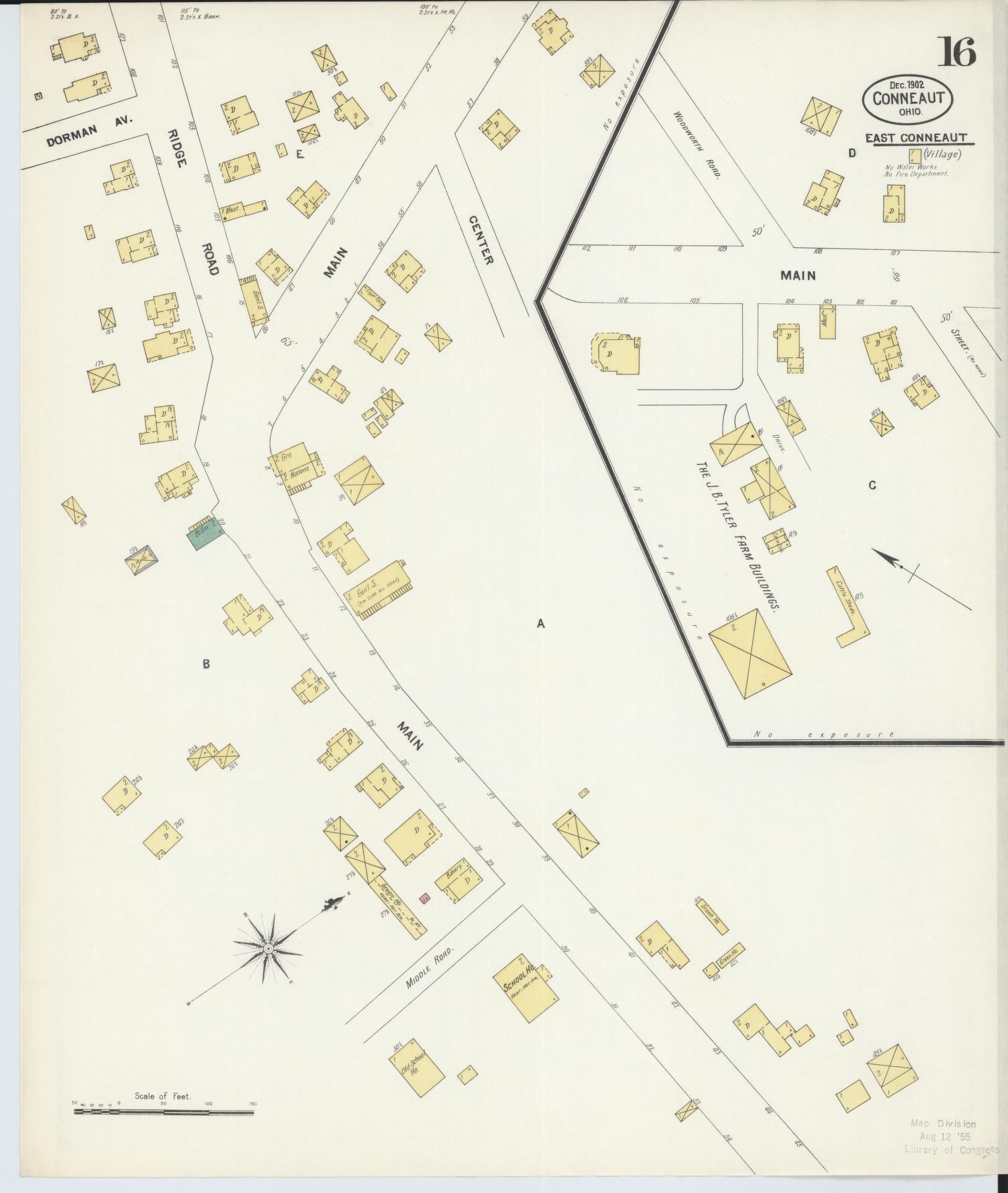 Sanborn Fire Insurance Map from Conneaut, Ashtabula County, Ohio (1902), Sheet #0016 - Complete Map Set gallery image, historic Sanborn map, vintage wall art, Ohio Ohio