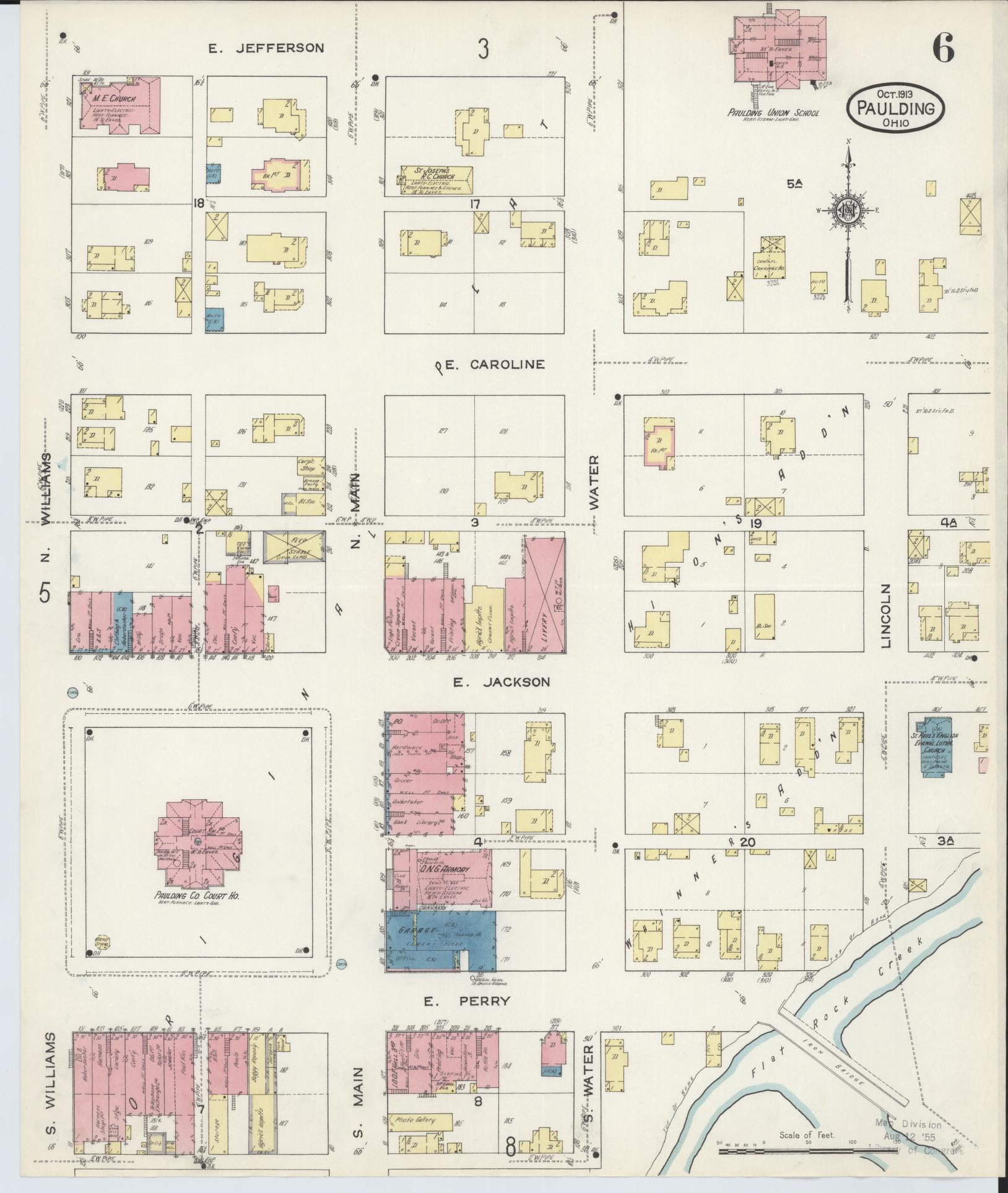 Sanborn Fire Insurance Map from Paulding, Paulding County, Ohio (1913), Sheet #0006 - Complete Map Set gallery image, historic Sanborn map, vintage wall art, Ohio Ohio