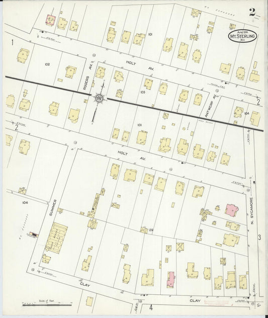 Sanborn Fire Insurance Map from Mount Sterling, Montgomery County, Kentucky (1914), Sheet #0002 - Historic Sanborn Fire Insurance Map Print, vintage old map wall art, antique decor, genealogy gift, Kentucky Kentucky map