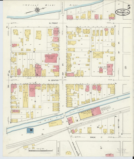 Sanborn Fire Insurance Map from Franklin, Warren County, Ohio (1916), Sheet #0005 - Historic Sanborn Fire Insurance Map Print, vintage old map wall art, antique decor, genealogy gift, Ohio Ohio map
