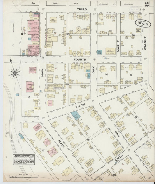 Sanborn Fire Insurance Map from Irwin, Westmoreland County, Pennsylvania (1884), Sheet #0002 - Historic Sanborn Fire Insurance Map Print, vintage old map wall art, antique decor, genealogy gift, Pennsylvania Pennsylvania map