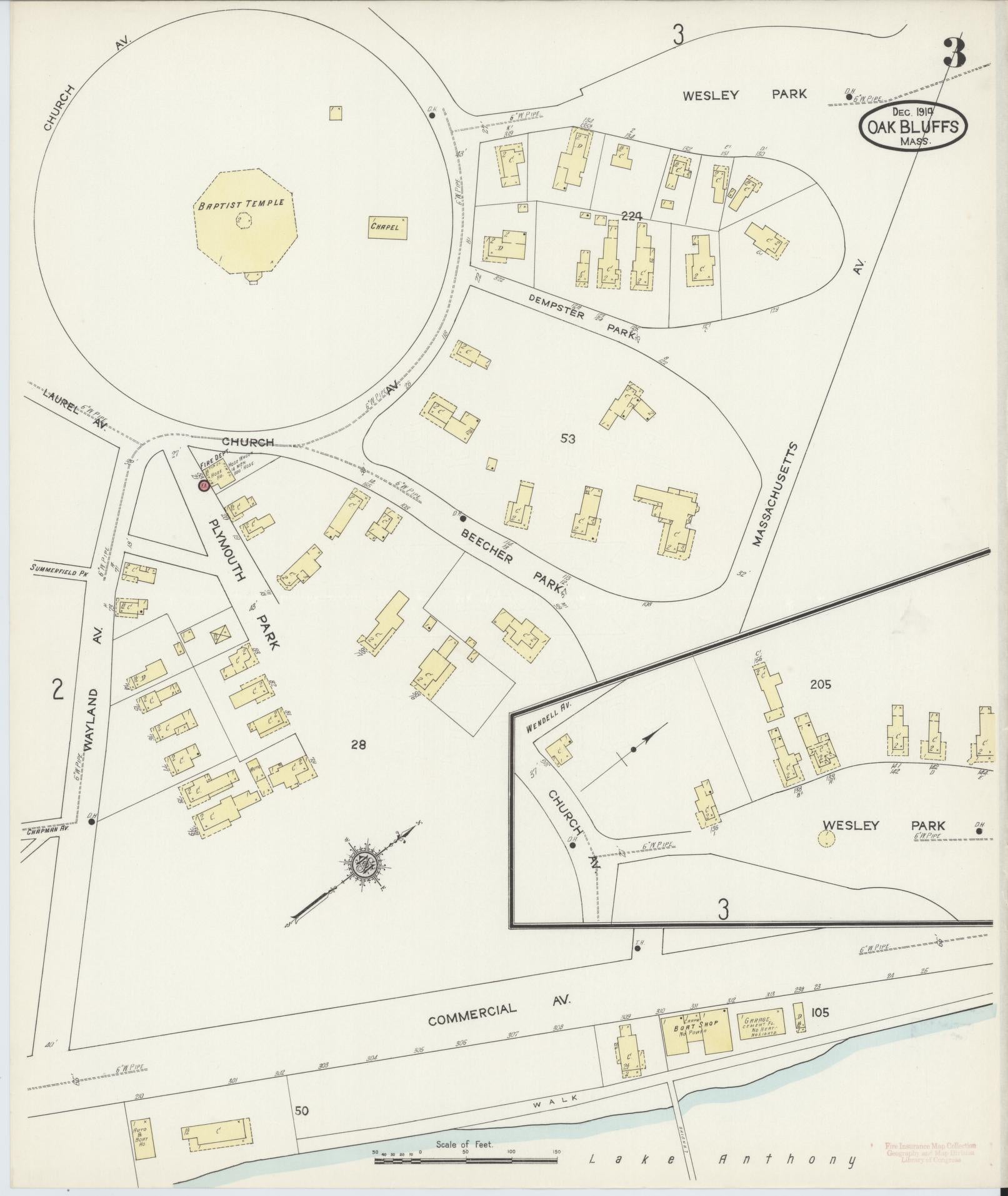 Sanborn Fire Insurance Map from Oak Bluffs, Dukes County, Massachusetts (1914), Sheet #0003 - Complete Map Set gallery image, historic Sanborn map, vintage wall art, Massachusetts Massachusetts