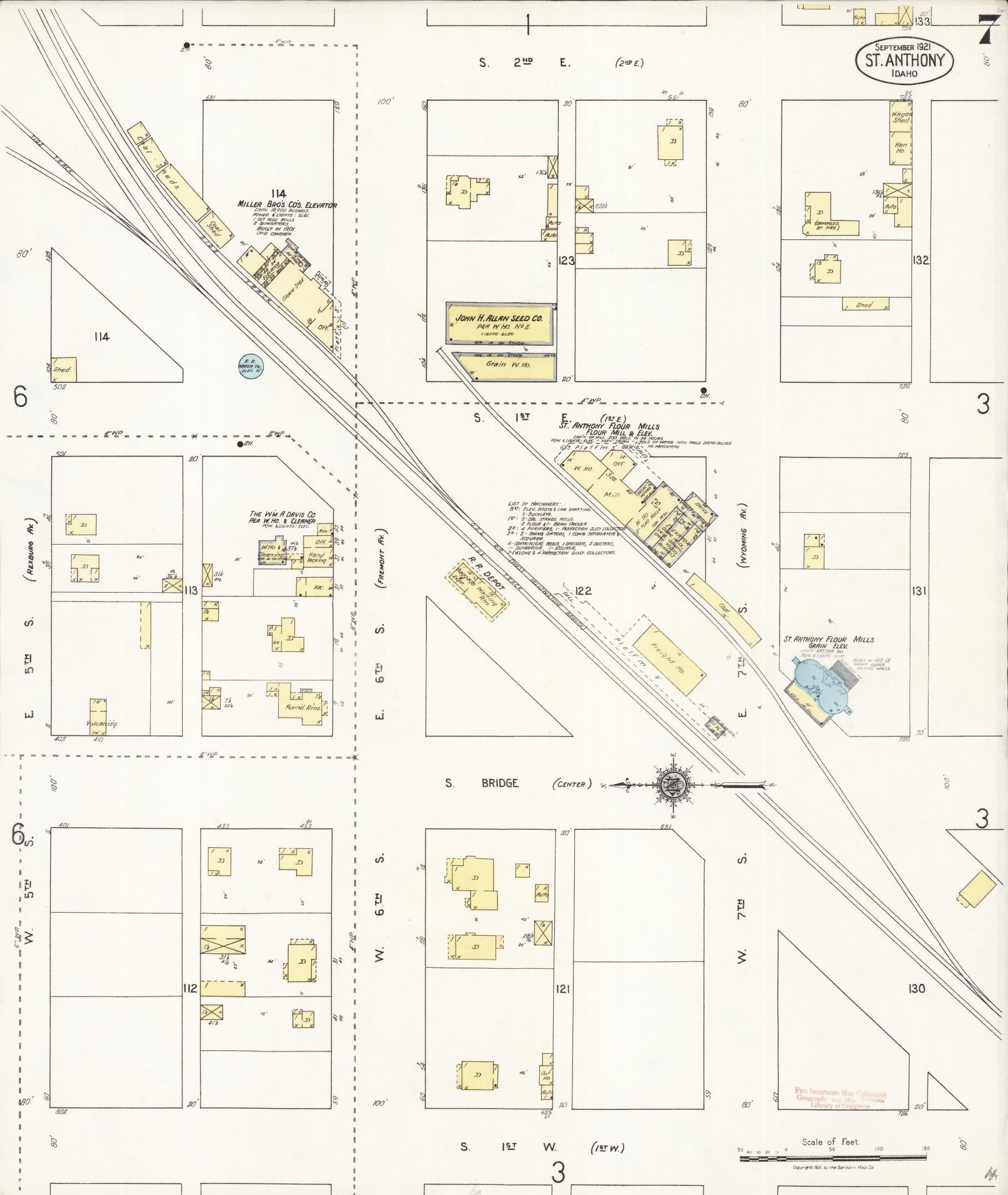 Sanborn Fire Insurance Map from Saint Anthony, Fremont County, Idaho (1921), Sheet #0007 - Complete Map Set gallery image, historic Sanborn map, vintage wall art, Idaho Idaho