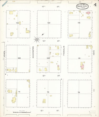 Sanborn Fire Insurance Map from Boise, Ada County, Idaho (1893), Sheet #0004 - Complete Map Set gallery image, historic Sanborn map, vintage wall art, Idaho Idaho