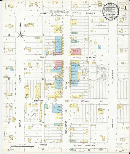 Sanborn Fire Insurance Map from Lyndon, Osage County, Kansas (1897), Sheet #0001 - Complete Map Set gallery image, historic Sanborn map, vintage wall art, Kansas Kansas