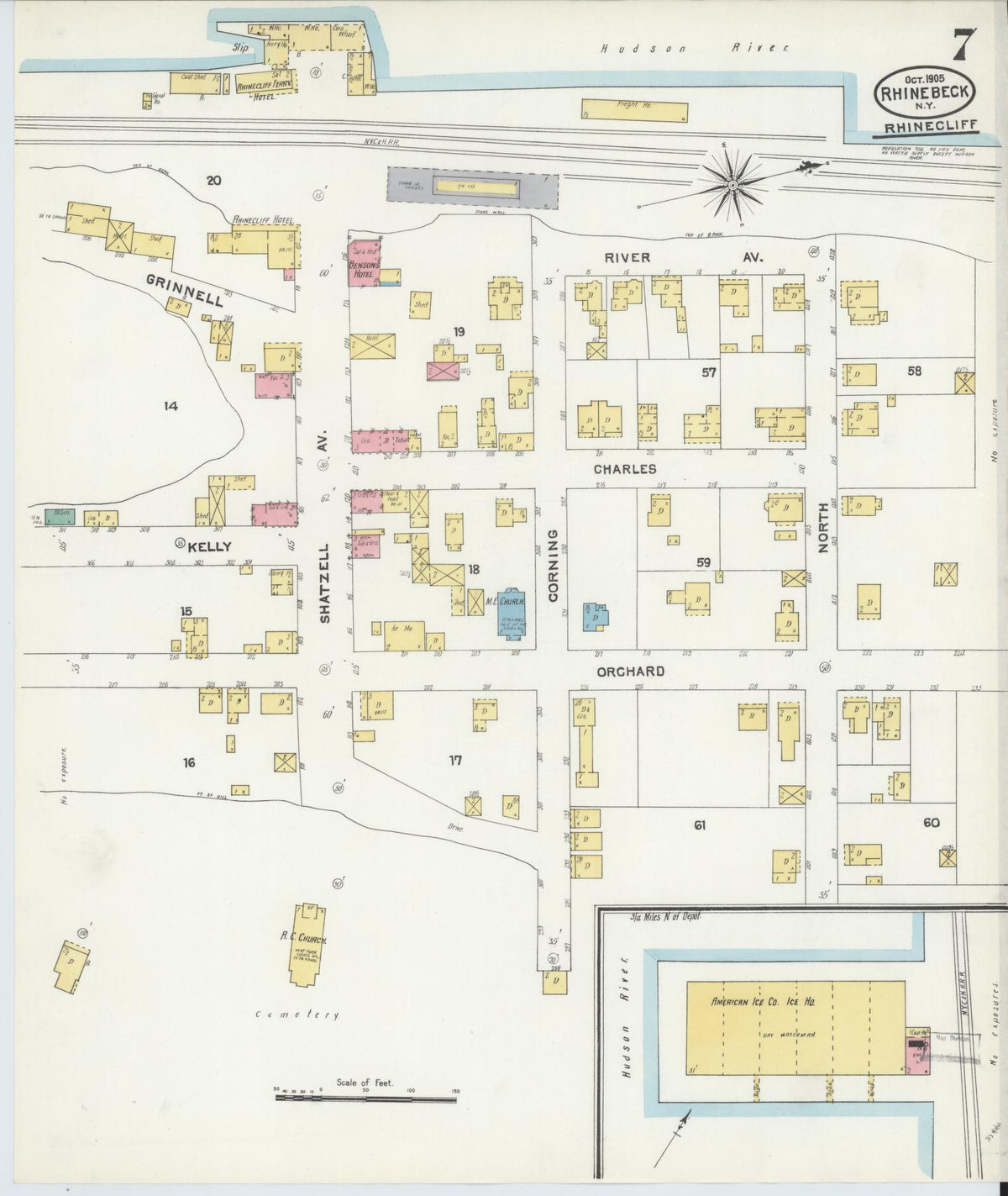 Sanborn Fire Insurance Map from Rhinebeck, Dutchess County, New York (1905), Sheet #0007 - Complete Map Set gallery image, historic Sanborn map, vintage wall art, New York New York