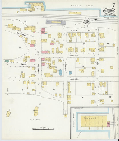 Sanborn Fire Insurance Map from Rhinebeck, Dutchess County, New York (1905), Sheet #0007 - Complete Map Set gallery image, historic Sanborn map, vintage wall art, New York New York