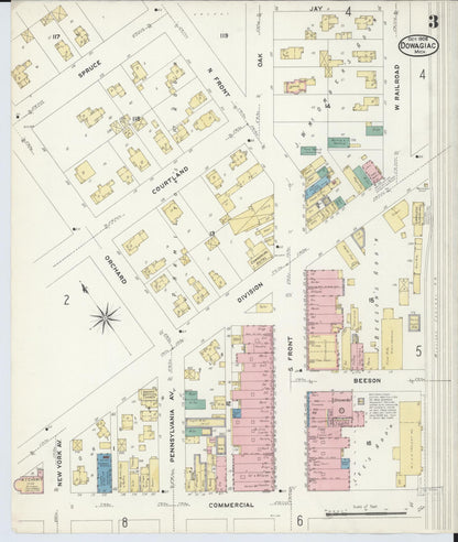 Sanborn Fire Insurance Map from Dowagiac, Cass County, Michigan (1908), Sheet #0003 - Complete Map Set gallery image, historic Sanborn map, vintage wall art, Michigan Michigan