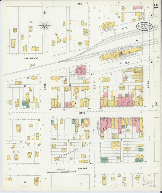 Sanborn Fire Insurance Map from Sleepy Eye, Brown County, Minnesota (1899), Sheet #0002 - Historic Sanborn Fire Insurance Map Print, vintage old map wall art, antique decor, genealogy gift, Minnesota Minnesota map