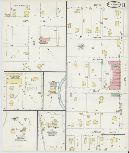 Sanborn Fire Insurance Map from Alvarado, Johnson County, Texas (1896), Sheet #0003 - Complete Map Set gallery image, historic Sanborn map, vintage wall art, Texas Texas