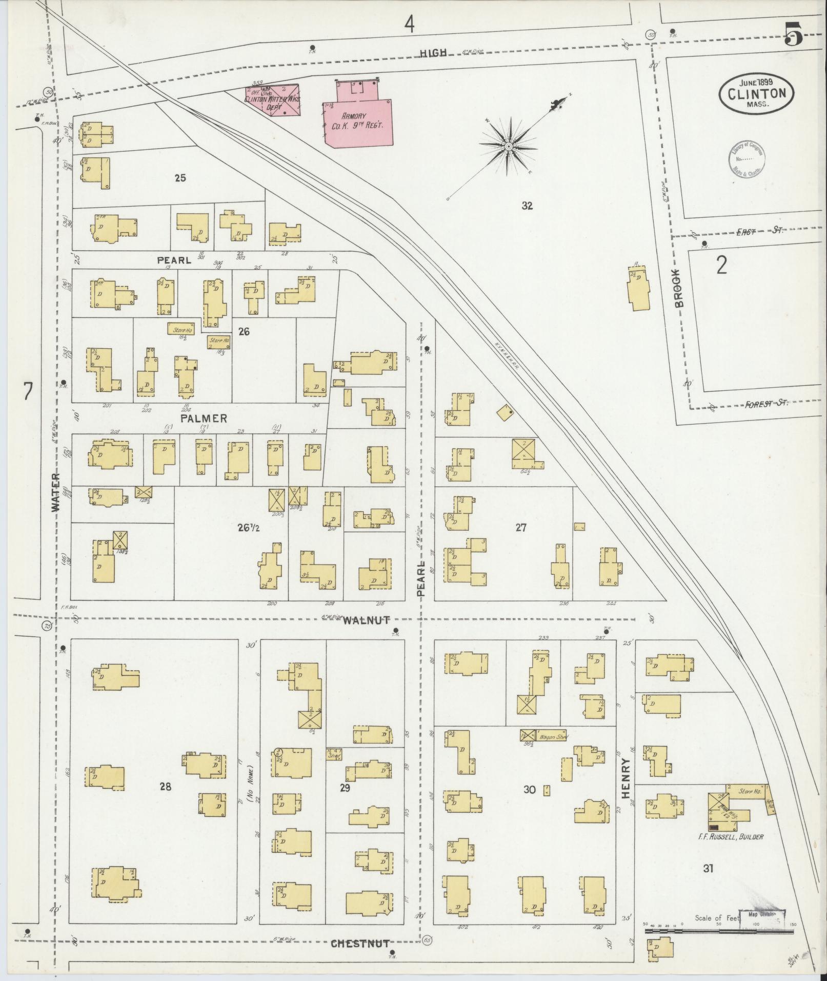 Sanborn Fire Insurance Map from Clinton, Worcester County, Massachusetts (1899), Sheet #0005 - Complete Map Set gallery image, historic Sanborn map, vintage wall art, Massachusetts Massachusetts
