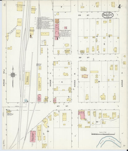 Sanborn Fire Insurance Map from Rush City, Chisago County, Minnesota (1912), Sheet #0004 - Historic Sanborn Fire Insurance Map Print, vintage old map wall art, antique decor, genealogy gift, Minnesota Minnesota map