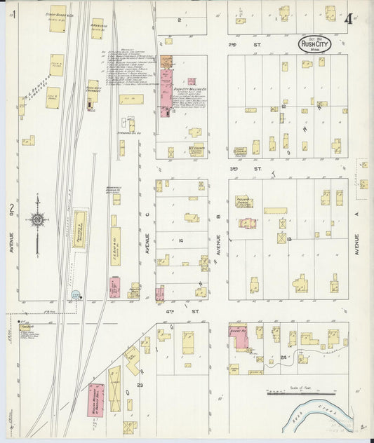 Sanborn Fire Insurance Map from Rush City, Chisago County, Minnesota (1912), Sheet #0004 - Historic Sanborn Fire Insurance Map Print, vintage old map wall art, antique decor, genealogy gift, Minnesota Minnesota map