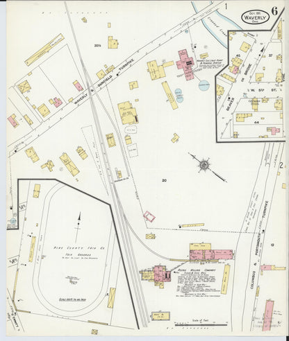 Sanborn Fire Insurance Map from Waverly, Pike County, Ohio (1911), Sheet #0006 - Historic Sanborn Fire Insurance Map Print, vintage old map wall art, antique decor, genealogy gift, Ohio Ohio map