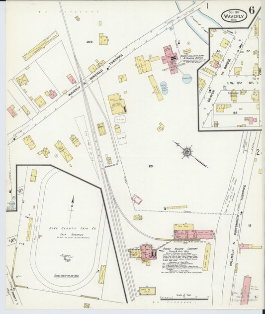 Sanborn Fire Insurance Map from Waverly, Pike County, Ohio (1911), Sheet #0006 - Historic Sanborn Fire Insurance Map Print, vintage old map wall art, antique decor, genealogy gift, Ohio Ohio map