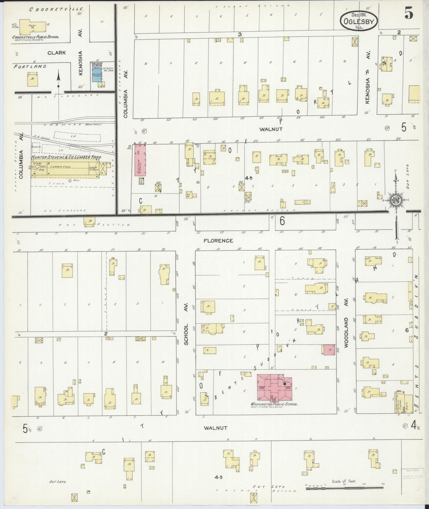 Sanborn Fire Insurance Map from Oglesby, La Salle County, Illinois (1911), Sheet #0005 - Complete Map Set gallery image, historic Sanborn map, vintage wall art, Illinois Illinois