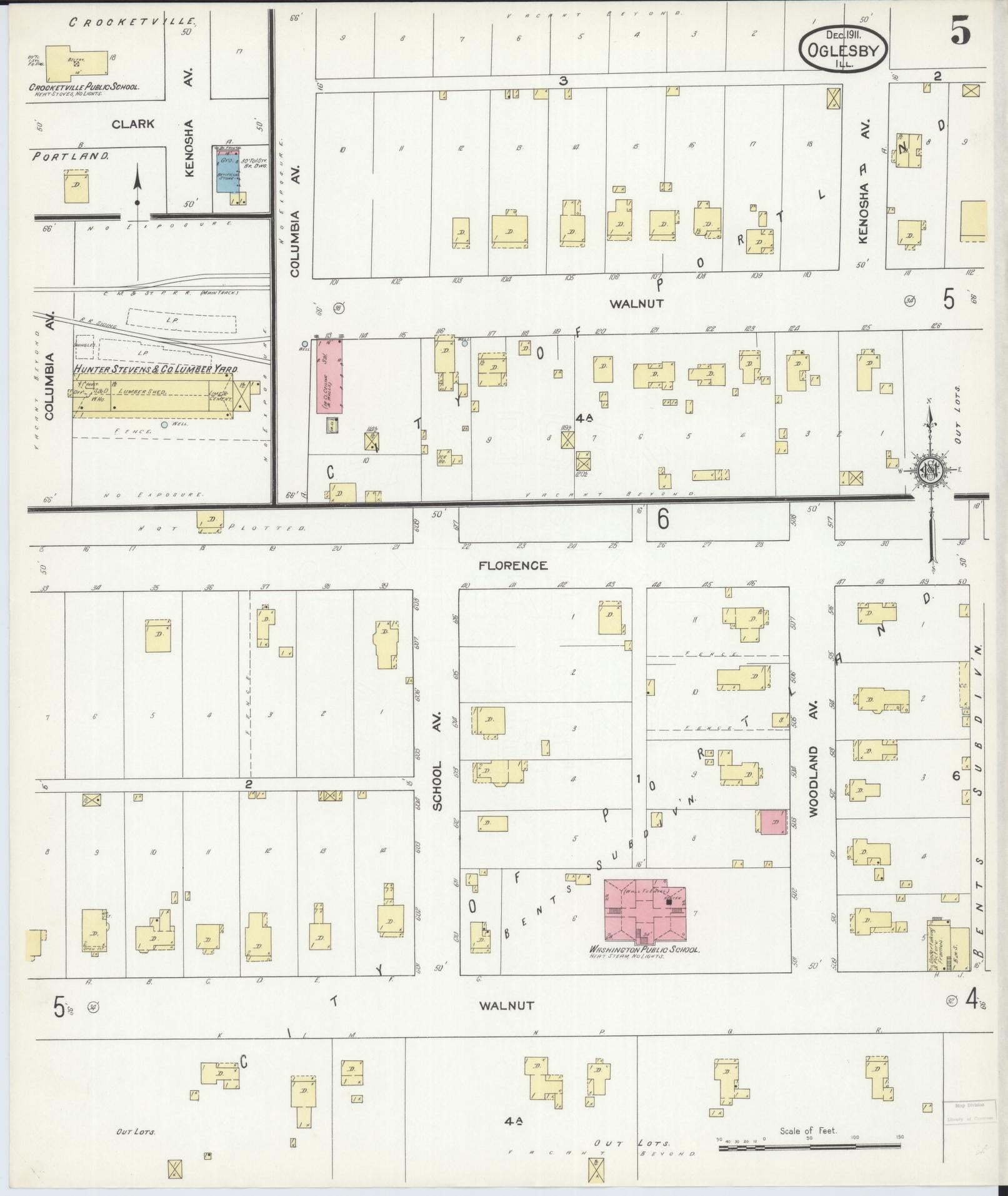 Sanborn Fire Insurance Map from Oglesby, La Salle County, Illinois (1911), Sheet #0005 - Complete Map Set gallery image, historic Sanborn map, vintage wall art, Illinois Illinois