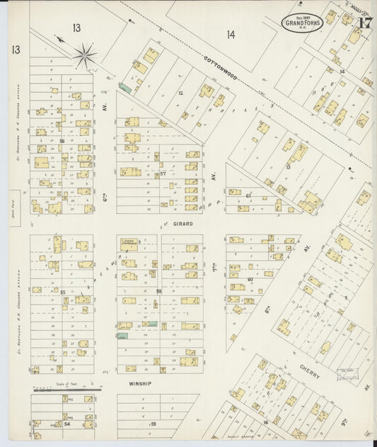 Sanborn Fire Insurance Map from Grand Forks, Grand Forks County, North Dakota (1897), Sheet #0017 - Historic Sanborn Fire Insurance Map Print, vintage old map wall art, antique decor, genealogy gift, North Dakota North Dakota map