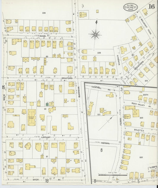Sanborn Fire Insurance Map from Everett, Middlesex County, Massachusetts (1903), Sheet #0016 - Historic Sanborn Fire Insurance Map Print, vintage old map wall art, antique decor, genealogy gift, Massachusetts Massachusetts map