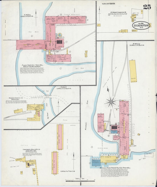 Sanborn Fire Insurance Map from Stevens Point, Portage County, Wisconsin (1904), Sheet #0025 - Historic Sanborn Fire Insurance Map Print, vintage old map wall art, antique decor, genealogy gift, Wisconsin Wisconsin map