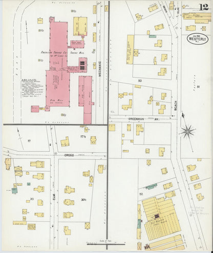 Sanborn Fire Insurance Map from Westerly, Washington County, Rhode Island (1902), Sheet #0012 - Complete Map Set gallery image, historic Sanborn map, vintage wall art, Rhode Island Rhode Island