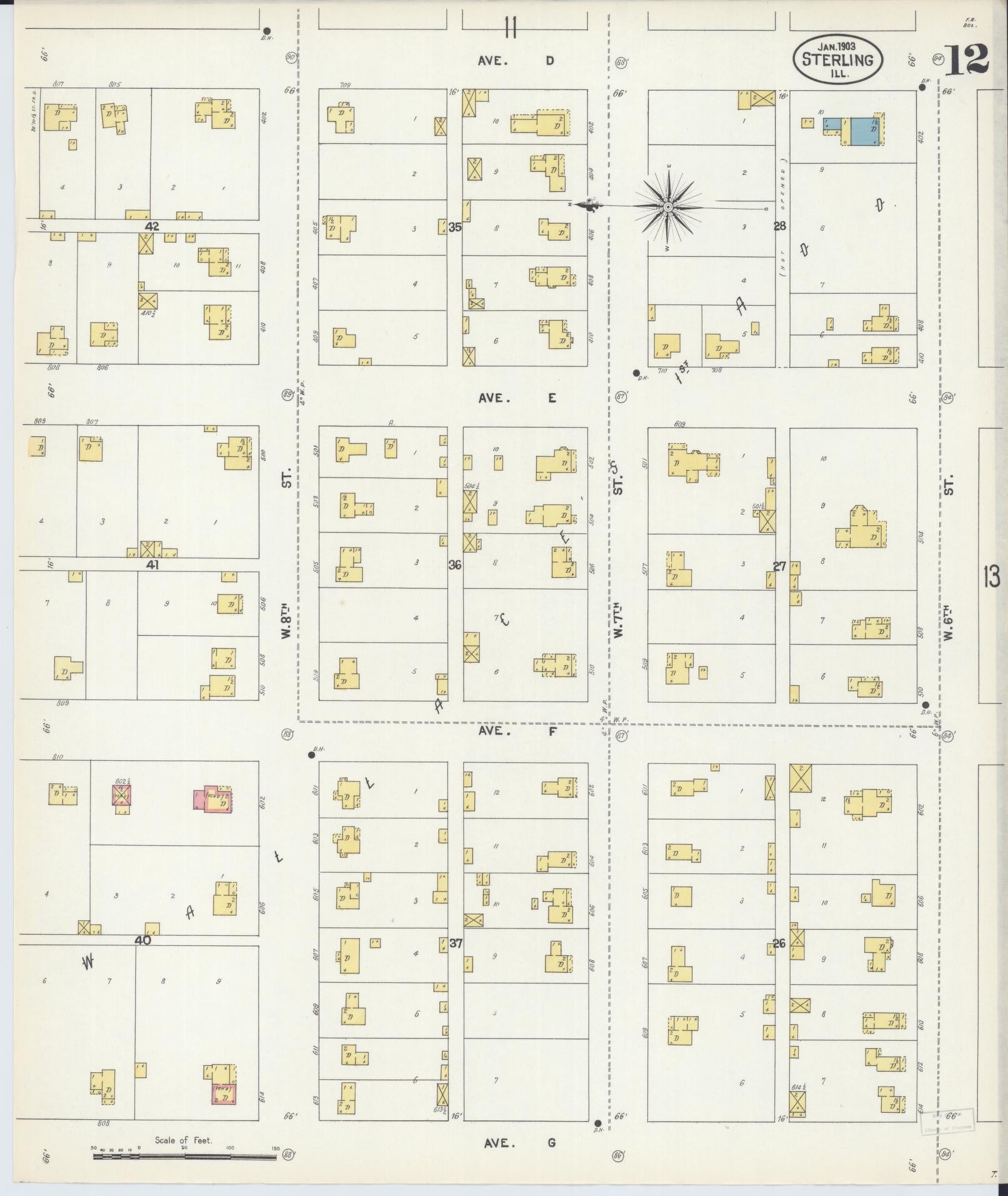 Sanborn Fire Insurance Map from Sterling, Whiteside County, Illinois (1903), Sheet #0012 - Complete Map Set gallery image, historic Sanborn map, vintage wall art, Illinois Illinois
