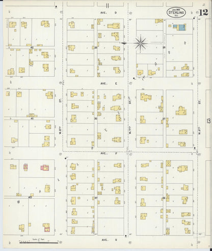 Sanborn Fire Insurance Map from Sterling, Whiteside County, Illinois (1903), Sheet #0012 - Complete Map Set gallery image, historic Sanborn map, vintage wall art, Illinois Illinois