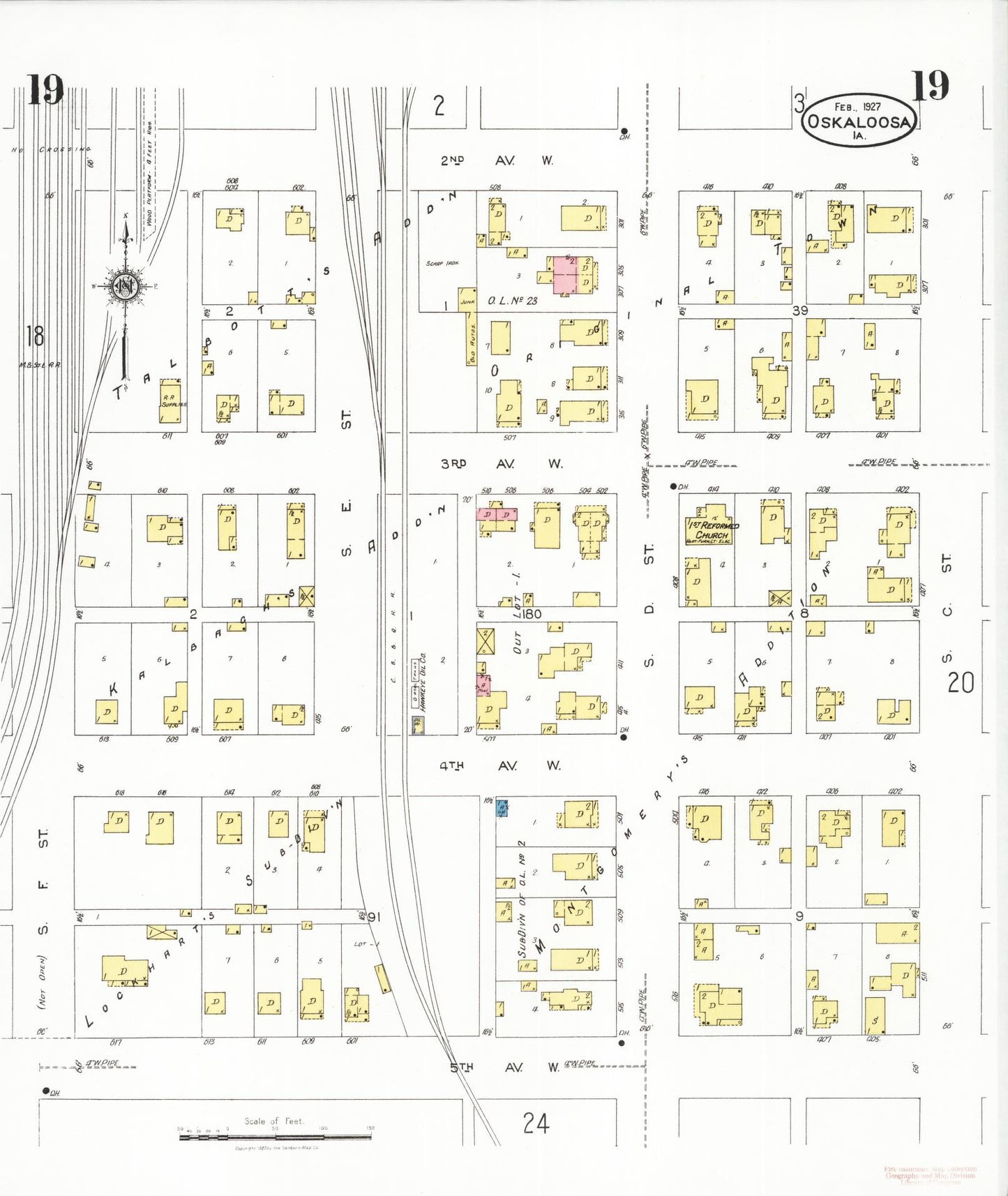 Sanborn Fire Insurance Map from Oskaloosa, Mahaska County, Iowa (1927), Sheet #0019 - Historic Sanborn Fire Insurance Map Print
