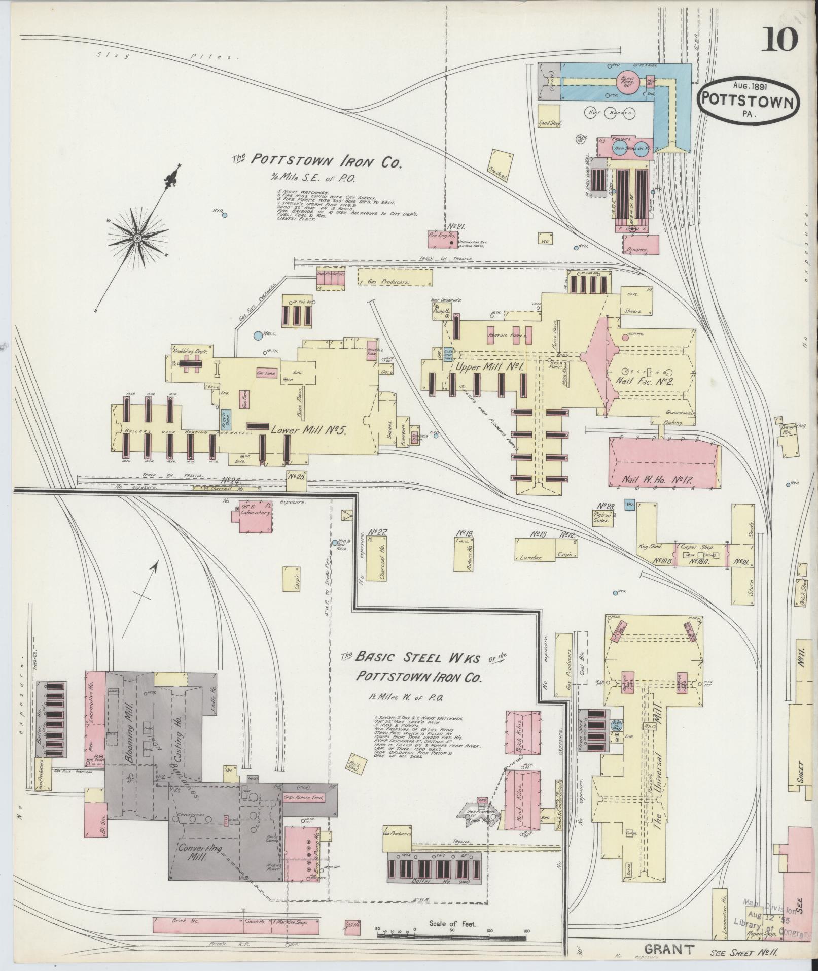 Sanborn Fire Insurance Map from Pottstown, Montgomery County, Pennsylvania (1891), Sheet #0010 - Complete Map Set gallery image, historic Sanborn map, vintage wall art, Pennsylvania Pennsylvania