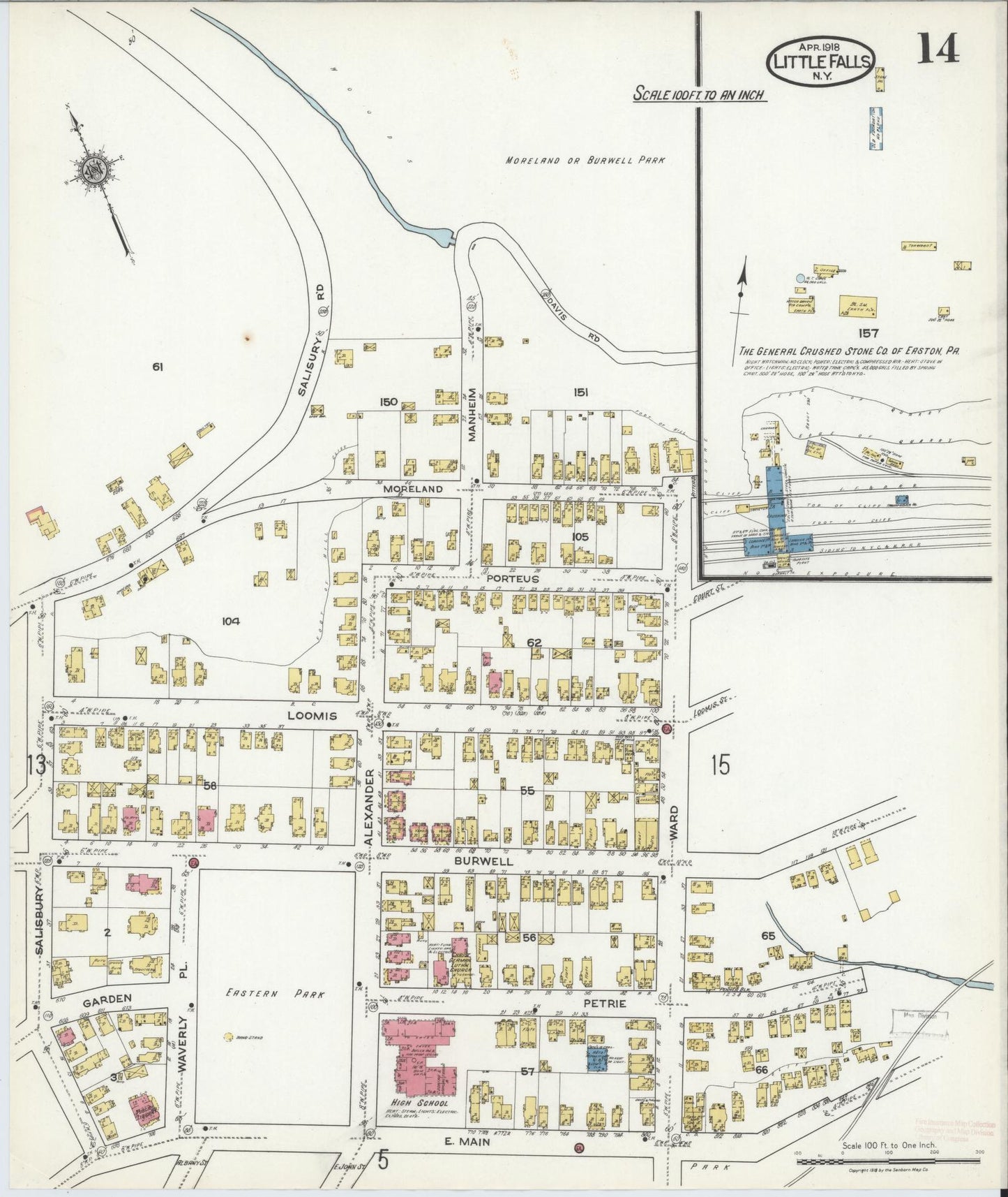 Sanborn Fire Insurance Map from Little Falls, Herkimer County, New York (1918), Sheet #0014 - Complete Map Set gallery image, historic Sanborn map, vintage wall art, New York New York
