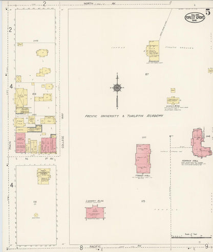 Sanborn Fire Insurance Map from Forest Grove, Washington County, Oregon (1912), Sheet #0005 - Complete Map Set gallery image, historic Sanborn map, vintage wall art, Oregon Oregon