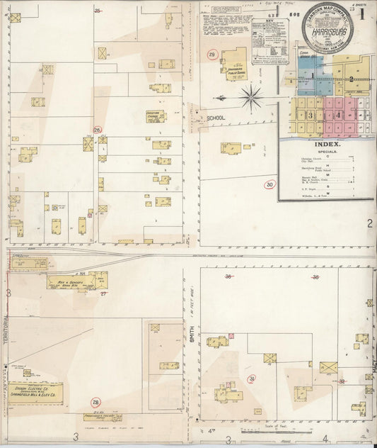 Sanborn Fire Insurance Map from Harrisburg, Linn County, Oregon (1931), Sheet #0001 - Historic Sanborn Fire Insurance Map Print, vintage old map wall art, antique decor, genealogy gift, Oregon Oregon map