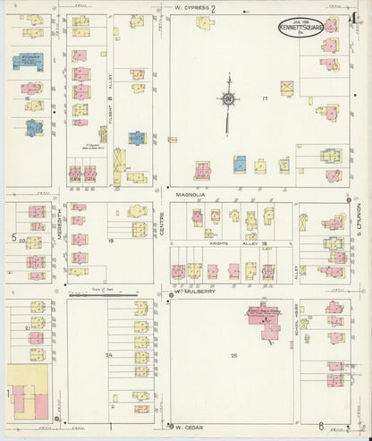 Sanborn Fire Insurance Map from Kennett Square, Chester County, Pennsylvania (1914), Sheet #0004 - Historic Sanborn Fire Insurance Map Print, vintage old map wall art, antique decor, genealogy gift, Pennsylvania Pennsylvania map