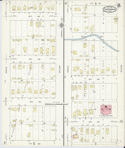 Sanborn Fire Insurance Map from Two Harbors, Lake County, Minnesota (1914), Sheet #0008 - Historic Sanborn Fire Insurance Map Print, vintage old map wall art, antique decor, genealogy gift, Minnesota Minnesota map