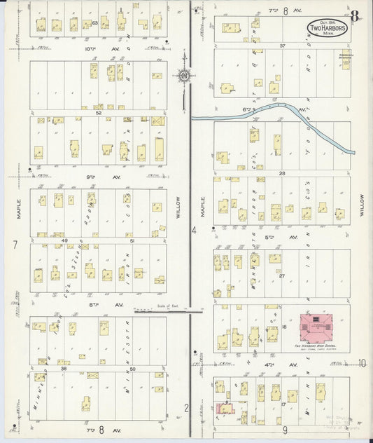 Sanborn Fire Insurance Map from Two Harbors, Lake County, Minnesota (1914), Sheet #0008 - Historic Sanborn Fire Insurance Map Print, vintage old map wall art, antique decor, genealogy gift, Minnesota Minnesota map