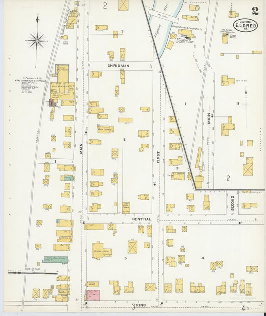 Sanborn Fire Insurance Map from Eldred, McKean County, Pennsylvania (1904), Sheet #0002 - Historic Sanborn Fire Insurance Map Print, vintage old map wall art, antique decor, genealogy gift, Pennsylvania Pennsylvania map