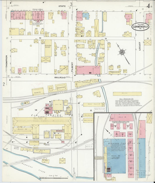 Sanborn Fire Insurance Map from Curwensville, Clearfield County, Pennsylvania (1910), Sheet #0004 - Historic Sanborn Fire Insurance Map Print, vintage old map wall art, antique decor, genealogy gift, Pennsylvania Pennsylvania map
