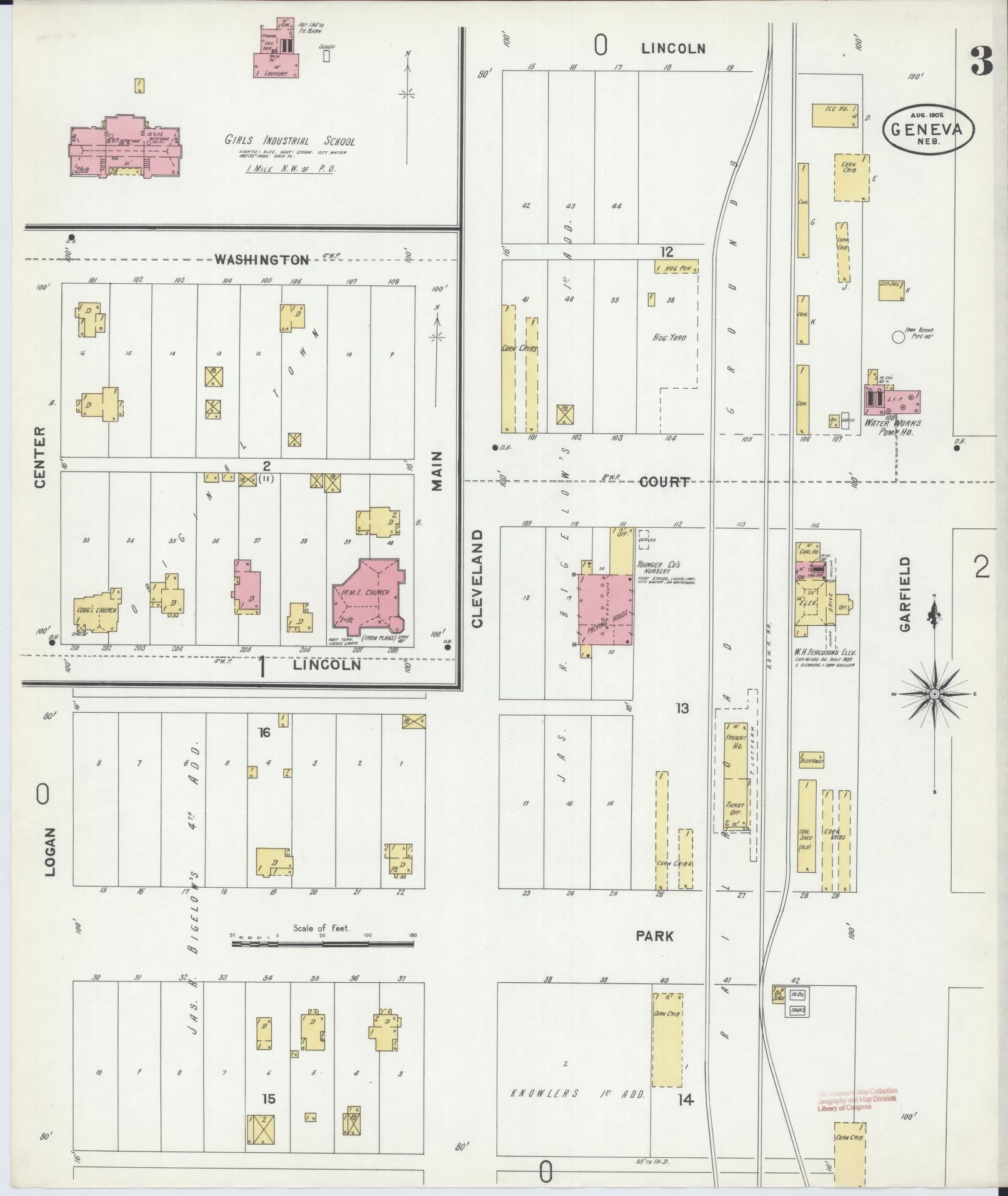 Sanborn Fire Insurance Map from Geneva, Fillmore County, Nebraska (1902), Sheet #0003 - Complete Map Set gallery image, historic Sanborn map, vintage wall art, Nebraska Nebraska