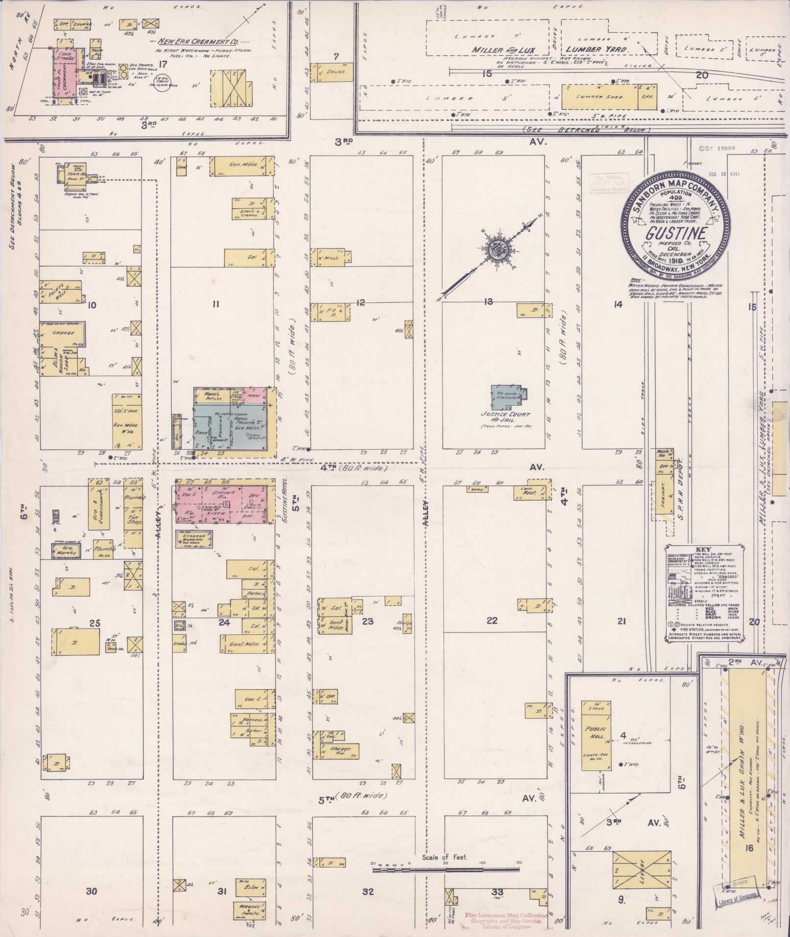 Sanborn Fire Insurance Map from Gustine, Merced County, California. (1910) – Historic Sanborn Fire Insurance Map Print